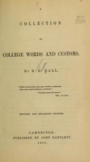 Cover of A collection of college words and customs by Benjamin Homer Hall