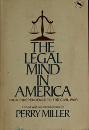 Front cover of The legal mind in America by Perry Miller