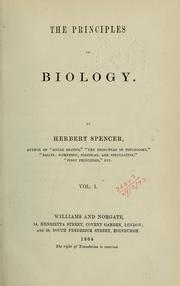 Front cover of The principles of biology by Herbert Spencer