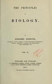 Front cover of The principles of biology by Herbert Spencer