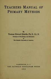 Front cover of Teachers manual of primary methods by Thomas Edward Shields