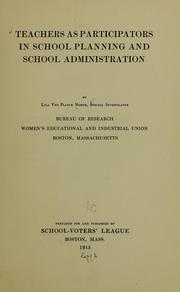 Front cover of Teachers as participators in school planning and school administration by Lila Ver Planck North