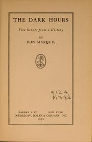 Cover of The dark hours by Don Marquis