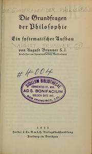 Front cover of Die Grundfragen der Philosophie by August Brunner