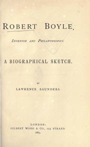 Front cover of Robert Boyle, inventor and philanthropist by Lawrence Saunders