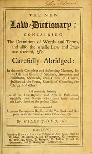 Cover of The new law-dictionary by Giles Jacob
