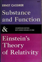 Cover of Substance and function and Einstein's theory of relativity by Ernst Cassirer