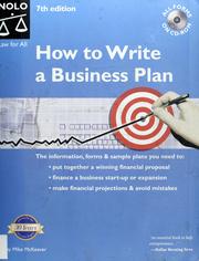 Cover of How to write a business plan by Mike P. McKeever