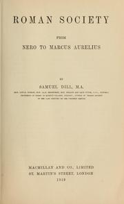 Cover of Roman society from Nero to Marcus Aurelius by Samuel Dill