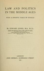 Cover of Law and politics in the middle ages by Edward Jenks