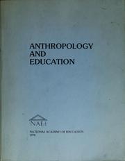 Front cover of Anthropology and education by National Academy of Education