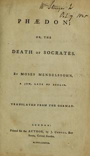 Front cover of Phædon;, or, The death of Socrates by Moses Mendelssohn