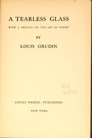 Cover of A tearless glass by Louis Grudin