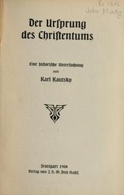 Front cover of Der Ursprung des Christentums by Karl Kautsky