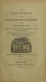 Front cover of An exposition by the Council of the University of the city of New-York by New York University.
