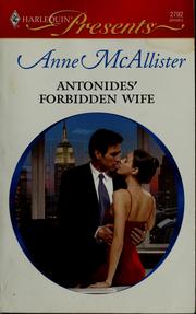 Front cover of Antonides' Forbidden Wife by Anne McAllister