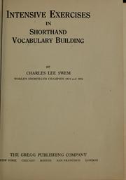 Front cover of Intensive exercises in shorthand vocabulary building by Charles Lee Swem