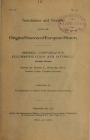 Front cover of Ordeals, compurgation, excommunication and interdict by Arthur C. Howland