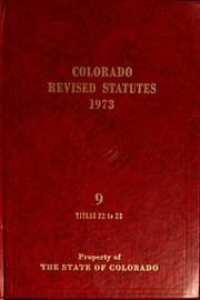 Cover of Colorado revised statutes, 1973 by Colorado.