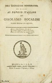 Front cover of Dell'educazione democratica da darsi al popolo italiano by Girolamo Bocalosi