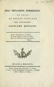 Cover of Dell'educazione democratica da darsi al popolo italiano by Girolamo Bocalosi