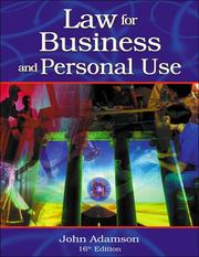Front cover of Law for business and personal use by John E. Adamson