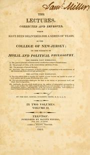 Cover of The lectures corrected and improved, which have been delivered for a series of years in the College of New Jersey by Samuel Stanhope Smith