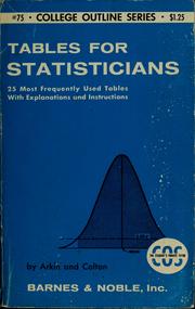 Cover of Tables for statisticians by Herbert Arkin