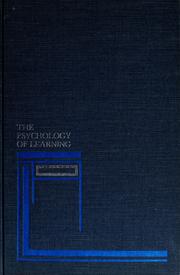 Front cover of The psychology of learning by James Deese