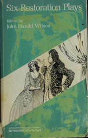Cover of Six Restoration plays by John Harold Wilson