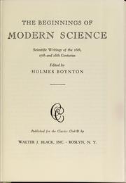 Front cover of The beginnings of modern science by Holmes Boynton