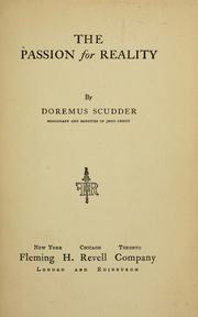 Front cover of The passion for reality by Doremus Scudder