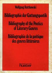 Cover of Bibliographie der Gattungspoetik für den Studenten der Literaturwissenschaft by Wolfgang Victor Ruttkowski