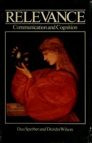 Cover of Relevance by Dan Sperber