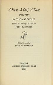 Cover of A stone, a leaf, a door by Thomas Wolfe