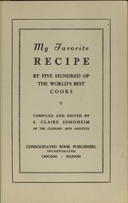 Front cover of My favorite recipe by S. Claire Sondheim
