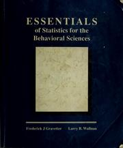 Cover of Essentials of statistics for the behavioral sciences by Frederick J. Gravetter