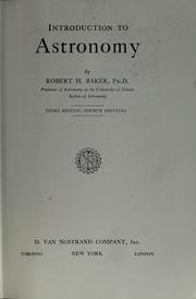 Cover of Introduction to astronomy by Robert Horace Baker