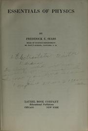 Cover of Essentials of physics by Frederick Edmund Sears