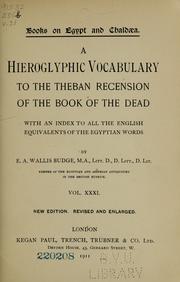 Cover of A hieroglyphic vocabulary to the Theban recension of the Book of the dead, with an index to all the English equivalents of the Egyptian words by E. A. Wallis Budge