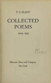 Cover of Collected poems, 1909-1935 by T. S. Eliot