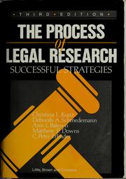 Front cover of Process of Legal Research Successful Strategies (Process of Legal Research) by C. Kunz