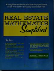 Front cover of Real estate mathematics simplified by Susan A. Shulman