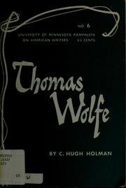 Cover of Thomas Wolfe by C. Hugh Holman