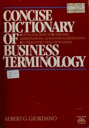Front cover of Concise dictionary of business terminology by Albert G. Giordano