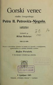 Cover of Gorski vijenac by Prince Peter II, Bishop of Montenegro