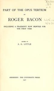 Front cover of Part of the Opus tertium of Roger Bacon by Roger Bacon