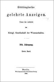 Front cover of Göttingische Gelehrte Anzeigen by Königliche Gesellschaft der Wissenschaften zu Göttingen