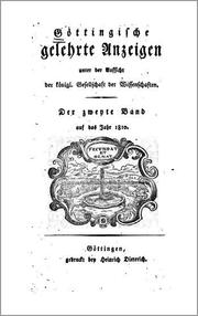 Cover of Göttingische Gelehrte Anzeigen by Königliche Gesellschaft der Wissenschaften zu Göttingen