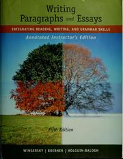 Front cover of Writing paragraphs and essays by Joy Wingersky
